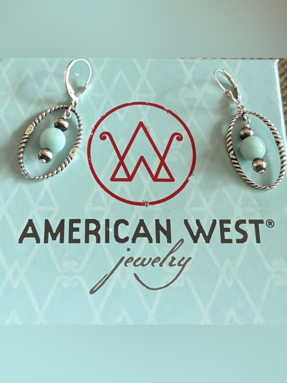 American West by Carolyn Pollack Amazonite gemstones 
Sterling Silver Earrings